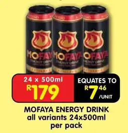 Shoprite MOFAYA ENERGY DRINK all variants 24x500ml per pack offer