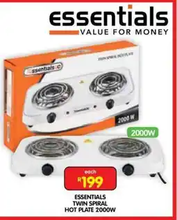 Shoprite ESSENTIALS TWIN SPIRAL HOT PLATE 2000W offer