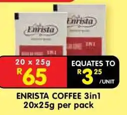 Shoprite ENRISTA COFFEE 3in1 20x25g per pack offer