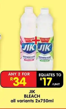 Shoprite JIK BLEACH all variants 2x750ml offer