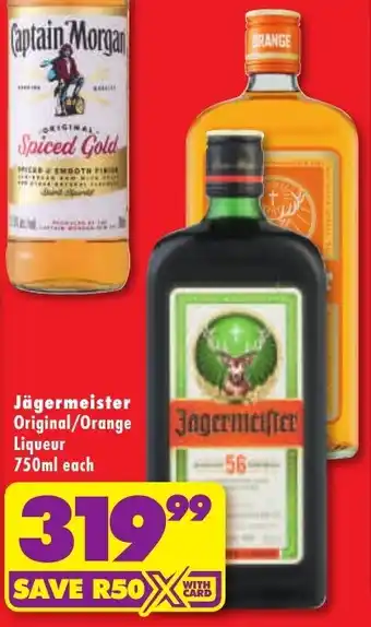 Shoprite Liquor Jägermeister Original/ Orange Liqueur offer