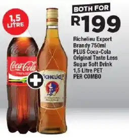 OK Liquor Richelieu Export Brandy plus Coca-Cola Original Taste Less Sugar Soft Drink offer