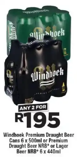 OK Liquor Windhoek Premium Draught Beer Cans or Premium Draught Beer NRB or Lager Beer NRB offer