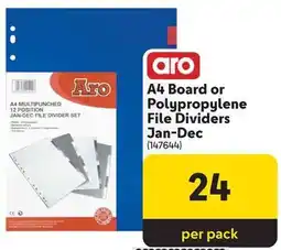 Makro Aro A4 Board or Polypropylene File Dividers Jan-Dec offer