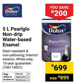Builders Warehouse Dulux Pearlglo Non-drip Water-based Enamel offer