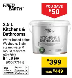 Builders Warehouse Fired Earth Kitchens & Bathrooms offer