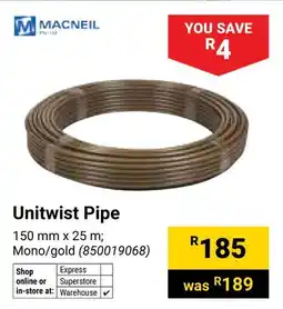 Builders Warehouse Macneil Unitwist Pipe offer