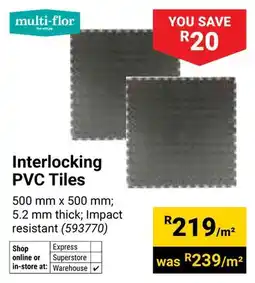 Builders Warehouse Multi-flor Interlocking PVC Tiles offer