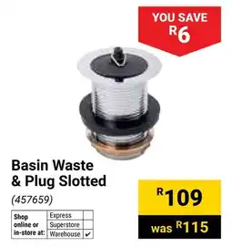 Builders Warehouse Basin Waste & Plug Slotted offer