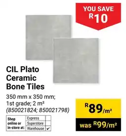 Builders Warehouse CIL Plato Ceramic Bone Tiles offer