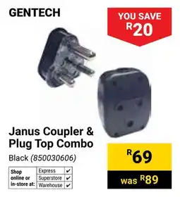 Builders Warehouse Gentech Janus Coupler & Plug Top Combo offer