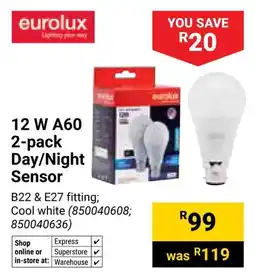 Builders Warehouse Eurolux 12 W A60 Day/ Night Sensor offer