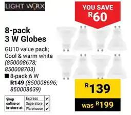 Builders Warehouse Light Worx 3 W Globes offer