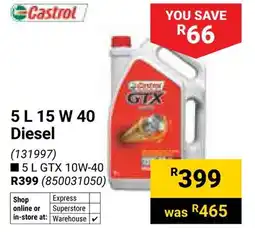 Builders Warehouse Castrol 15 W 40 Diesel offer