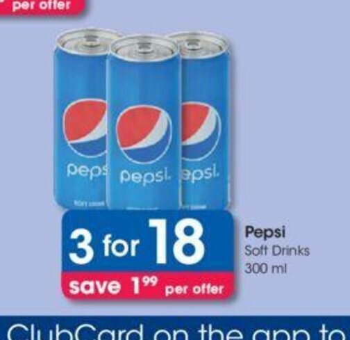 Pepsi Soft Drinks 300 ml offer at Clicks