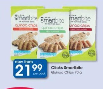 Clicks Clicks Smartbite Quinoa Chips 70g offer
