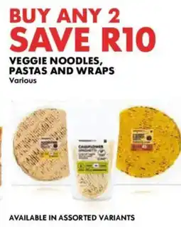 Woolworths Veggie noodles, pastas and wraps offer