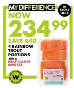 Woolworths Rainbow trout portions offer