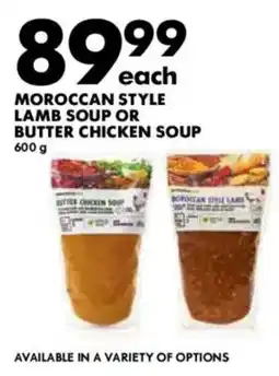 Woolworths Moroccan style lamb soup or butter chicken soup offer