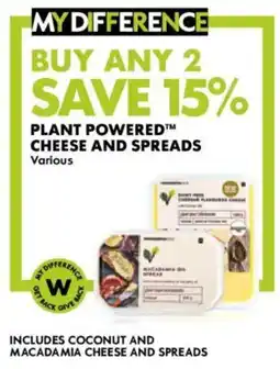 Woolworths Plant powered cheese and spreads offer