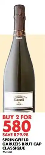Woolworths Springfield garuzis brut cap classique offer