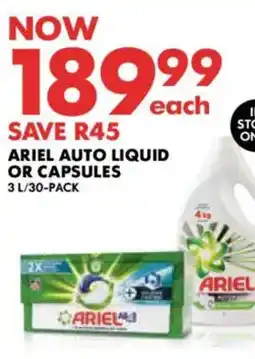 Woolworths Ariel auto liquid or capsules offer