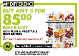 Woolworths 100% fruit & vegetable juice blends offer