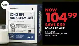 Woolworths Long life full cream milk offer