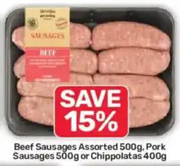 Pick n Pay Beef Sausages Assorted, Pork Sausages or Chippolatas offer