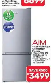 Pick n Pay Hypermarket Aim - silver midi fridge with bottom freezer offer