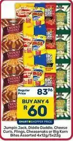 Pick n Pay Hypermarket Jumpin jack - , diddle daddle, cheese curls, flinges, cheesenaks or big korn bites offer