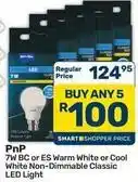 Pick n Pay Hypermarket 7w bc or es warm white or cool white non-dimmable classic led light offer