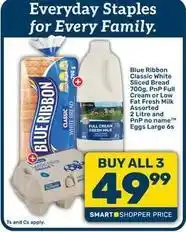 Pick n Pay Everyday - classic white sliced bread, full cream or low fat fresh milk, eggs offer