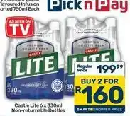 Pick n Pay Castle - lite 6 x 330ml non-returnable bottles offer
