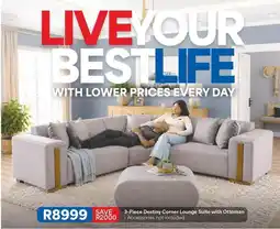 OK Furniture 3-piece destiny corner lounge suite with ottoman offer