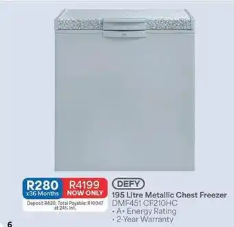 OK Furniture Defy - 195 litre metallic chest freezer dmf451 cf210hc offer