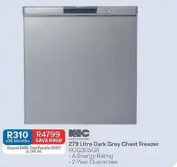 OK Furniture Kic - 279 litre dark grey chest freezer kcg305gr offer