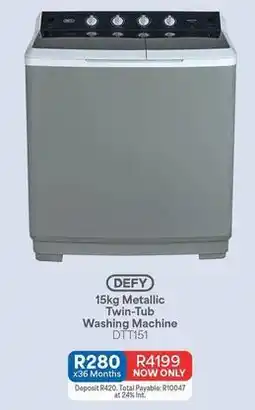 OK Furniture Defy - 15kg metallic twin-tub washing machine dt1151 offer