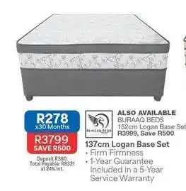 OK Furniture Total - 137cm logan base set offer