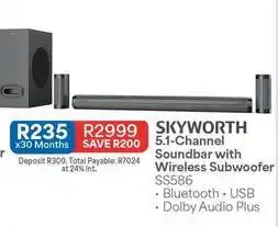 OK Furniture Skyworth - 5.1-channel soundbar with wireless subwoofer ss586 offer