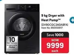 Makro Samsung - 9 kg dryer with heat pump (dv90cgc2a0abfa) offer