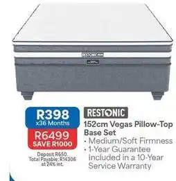 OK Furniture Restonic - 152cm vegas pillow-top base set offer