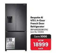 Makro Samsung - bespoke ai 470 l 4-door french door refrigerator (rf49a5202b1/fa) offer