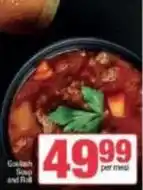 Spar Goulash soup and roll offer