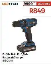 Leroy Merlin Dexter - dx 18v drill kit 1,5ah battery&charger offer