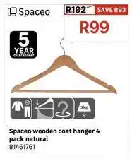 Leroy Merlin Spaceo - wooden coat hanger 4 pack natural offer