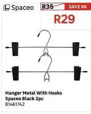 Leroy Merlin Spaceo - hanger metal with hooks black 2pc offer