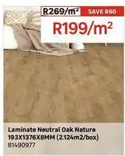 Leroy Merlin Laminate neutral oak nature 193x1376x8mm (2.124m2/box) offer