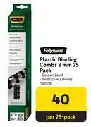 Makro Fellowes Plastic Binding Combs 8mm 25 Pack 163918-Per 25 Pack offer