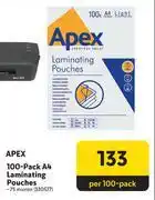 Makro Apex 100 Pack A4 Laminating Pouches 330577 offer